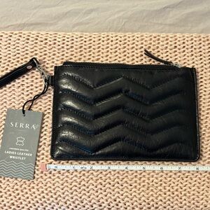Serra Black Chevron Leather Clutch